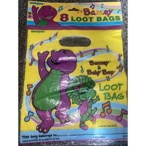 Vintage 1992 Barney The Dinosaur (8) Loot Bags